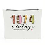 NBIAN 30th 40th 50th 55th 60th 65th 70th 75th 80th Year Old Birthday Gifts for Women Mom Bestie Cosmetic Bag Makeup Bag, Vintage1974, 10 x 6 inches