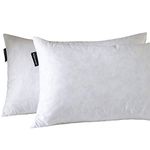 BASIC HOME 16X26 Oblong Feather & Down Pillow Insert, 100% Cotton Fabric, Set of 2, White