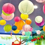 ILIKA Round Hanging Ball Paper Hanging Lantern Paper Lamp | Balcony Decoration Items Outdoor | Light Lamp | Hanging Lamp | Paper Lanterns for Decoration (20)