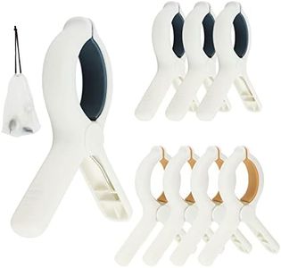 Beach Towel Clips for Beach Chairs Cruise, Strong Grip Clothes Pins Non-Slip Pool Chair Clips Plastic Quilt Drying Clip for Laundry Towel Clothes Blankets Set of 8, with Drawstring Bag(Blue+Khaki)