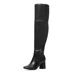 DREAM PAIRS Women’s Thigh High Over The Knee Fashion Chunky Heel Long Boots,DOB213,Black/Pu,Size 8