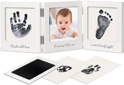 Baby Handprint and Footprint Kit for Newborns Girls & Boys - Inkless Baby Hand and Footprint Kit Maker, Baby Keepsake Picture Frame, Baby Shower New Mom Gifts, Dog Paw Print Kit (White/Silver)