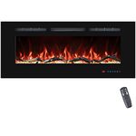 VINEMOUNT 36" Electric Fireplaces Inserts, Recessed & Wall-Mounted Fireplace Heater with Thermostat, Multicolor Flames,Timer, Black…