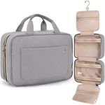 BAGSMART Toiletry Bag Travel Bag with Hanging Hook, Water-Resistant Makeup Cosmetic Bag Travel Organizer for Accessories, Shampoo, Full Sized Container, Toiletries, Grey, Large, Travel