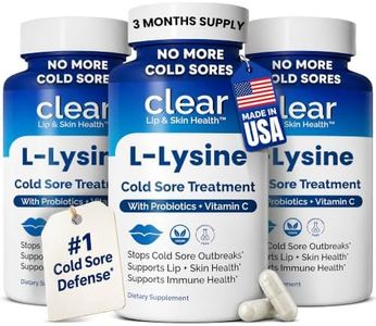 Lysine Cold Sore Treatment for Lips with Pre-Probiotics & VIT C | 3 Month Supply | Supercharged Lysine Capsules with Rhamnosus & Acidophilus for Cold Sores Relief, Skin + Gut Health & Immune Support