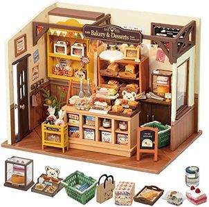 Rolife DIY Miniature Doll House Kit, Build Becka's Bakery Diorama House Building Set with LED Room Hobby Craft for Aduls Uniue Gifts for Teens