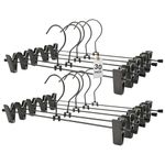 Koobay 30 Pack Black Grey Metal Wire Pants Trousers Hangers for Pants Skirts Trousers with Clips - 13.8inch Heavy Duty Durable Clothes Hangers Organizer Space Saving 2 Adjustable Non Slip Clips