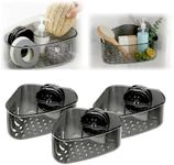 PVZXR Suction Cup Sink Corner Rack, 2026 New Sink Organizer Rack for Kitchen for Sponges, Scrubbers, Sink Corner Drain Box,with Adhesive Suction Cup Mount (Gray-3PCS)