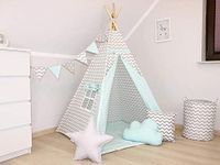 Nyra Decor Kids Portable Teepee Tents With Padded Mat And Cushions Free Kit Bag Zig Zag Teal