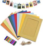 Anirdesh Pack of 10PCs Paper Picture Frames 4x6, DIY Cardboard Photo Hanging Display with Clips and Strings for Wall Decor (50)