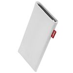 fitBAG Rock White custom tailored sleeve for Apple iPhone 16 Pro Max 6.9" | Made in Germany | Fine suit fabric pouch case cover with MicroFibre lining for display cleaning