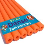 Oodles of Noodles Deluxe Pool Noodles – 6 Pack Orange Soft Foam Tubes, 48” x 2.5” Hollow Core – Extra Dense, Durable – Pool, Beach, Crafts – Made in North America