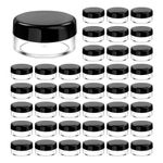 Qancekoo 40pcs 5ml Small Clear Round Travel Sample Jar Pots Leak Proof Mini Storage Tiny 5 Gram Bottle Empty Small Creams Make-up Sample Cosmetic Containers Jars for Lip Balms Scrubs - Black