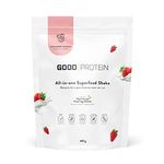 Good Protein Vegan Plant-based Protein Powder (Strawberry & Cream, 442g) 100% Natural, Non-GMO, Dairy-free, Gluten-free, Soy-free, No Added Sugar and Nothing Artificial. All-in-one Superfood Shake.