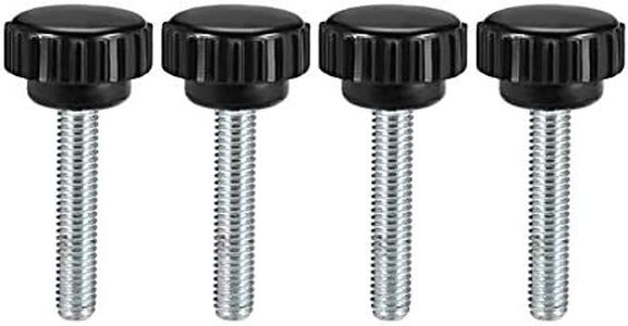 uxcell 4pcs Knurled Clamping Knobs M6 x 35mm Metric Zinc Plated Carbon Steel Male Thread Thumb Screw on Type 21mm Plastic Round Head Threaded Hand Bolt Stud Knobs Black