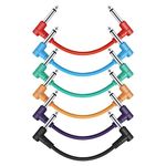 Donner 6 Inch Guitar Patch Colored Cable 6-Pack, TS 1/4" right angle to TS 1/4" right angle