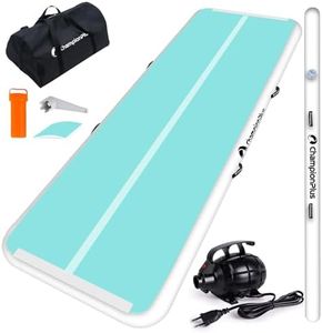 ChampionPlus 3m Inflatable Air Tumbling Mat, 10cm Thickness Gymnastics Tumble Track Air Mats with Electric Air Pump, Home Use, Training, Cheerleading, Water Yoga, 300 x 100 x 10 cm, Double Mint Green