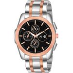 Shocknshop Analog Black Dial Date Aperture Functioning Stainless Steel Chain Wrist Watch for Men -WCH81 (Rosegold Black)