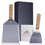 STEVEN-BULL S Barbecue Tool Set, Stainless Steel Spatula, Plancha Spatula, Teppanyaki Spatula, 15.5 x 13.5 cm, Wood Handle, Gifts for Men