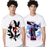 WAYUP Anime T Shirt for Men and Women Regular fit Naruto T Shirts Round Neck Itachi, Kakashi Tshirt White Half Sleeves