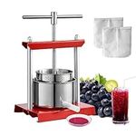 VEVOR Fruit Wine Press, 0.8 Gallon/3L, 2 Stainless Steel Barrels, Manual Juice Maker, Cider Apple Grape Tincture Vegetables Honey Olive Oil Making Press with T-Handle for Outdoor, Kitchen, and Home