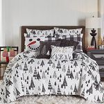 Levtex Home Merry & Bright Collecion - Northern Star Quilt Set - Full/Queen Quilt (88x92in.) + Two Standard Pillow Shams (26x20in.) - Christmas Tree - Black and White - Reversible