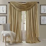 Elrene Home Fashions Athena Faux Crushed-Silk Window Curtain Panel and Valance Set, 52"x95" (2 Panels) & 1 Valance, Gold