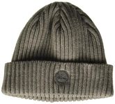 Timberland Men's Ribbed Watch Cap with Logo Patch, Heather Grey 2, One Size