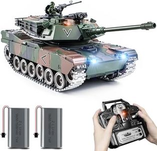 Supdex RC Tank, 1:18 Alloy Metal M1A2 Abrams Remote Control Model Army Toys, 2.4Ghz Military Tank with Smoke, Sound and Lights, RC Vehicle That Shoots BBS and Water Bombs for Adults and Kids