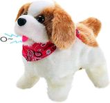 X14 Store Battery Operated Jumping Puppy, Barking Walking Dog with Waging Tail Back Flip Jumping Dog Plush Toy with Musical Sound Gift for Toddlers and Kids