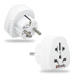 Staaly (2 Pack) US/AUS/UK to EU Plug Adapter, 2/3 pin to 2 pin Schuko Plug Travel Adapter UK to Europe, Fits Type A,B,G,I,J & L for Spain,Italy,Greece,Turkey,Portugal,Croatia 250 V|10A Fuse (Type E/F)