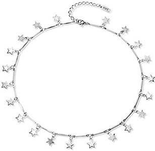 Stainless Steel Luck Stars Dainty Choker Necklace (Silver)