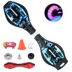 Tmore RipStik Caster Board Skateboard, Deluxe Junior Caster Board with 360-degree Casters, 2 Illuminating Wheels Compact Lightweight Durable Twistboard for Teenagers and Adults