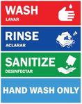 ASSURED SIGNS Wash, Rinse, Sanitize