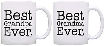 Best Grandma Grandpa Ever Grandparent Diamond Anniversary 2 Pack Gift Coffee Mugs Tea Cups White