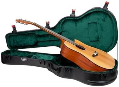 Crossrock ABS Flight Case for 12-String Acoustic Dreadnought Guitar | Black Matte Scratch-Resistant Finish, TSA Lock, Forest Green Velvet Interior – Premium Molded Shell
