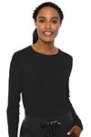 Med Couture Women's Scrub Top Long Sleeve Performance Knit Tee, 360° Stretch, Lightweight & Ultra Soft Fabric - MC8499, Black, S