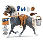 Sunny Days Entertainment Deluxe Morgan Horse Toy - Life Like Sounds and Moving Head | 14 Realistic Accessories with Detachable Sadle Brushable Mane and Tail | Blue Ribbon Champions