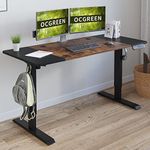 OCGREEN Large Electric Height Adjustable Computer L-Shaped Desk with Memory Controller Corner Standing Desk Modern Workstation with Splice Board Ergonomic Desk (Black+Brown, 55 x 24'')