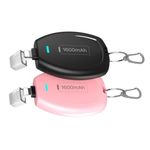 JDIRLDL Small Portable Charger 1600mAh MP2 Ultra-Compact Portable Keychain Phone Charger with IP 15/14/14 Pro Max/13/12 Mini/13 Pro Max/11 Pro/XS Max/XR/X/8/7/6/Plus Airpods and More (Black+Pink)