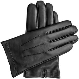 Downholme Vegan Leather Gloves for Men (Black, L)