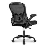 Winrise Office Chair Desk Chair, Ergonomic Mesh Computer Chair Home Office Desk Chairs, Swivel Task Chair Mid Back Breathable Rolling Chair with Adjustable Lumbar Support Flip Up Armrest (Black)