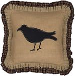 VHC Brands Heritage Farms Primitive Crow Pillow 18x18 Country Primitive Bedding Accessory, Tan