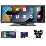 Portable Car Stereo Wireless Apple Carplay Android Auto 10.26’ HD touchscreen Bluetooth Carplay Screen with FM Voice Control 64G TF Card AUX/AV IN/USB Split Screen Function Backup Camera …