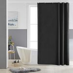 Furlinic Shower Curtain Mould Proof Resistantand Waterproof Washable Polyester Fabric Black Bath Curtains with Weight Tape 8 Hooks for Wetroom 47x72 Inch 120x180cm.