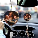 Personalized Photo Car Hanging Accessories, Custom Car Rearview Mirror Hanging Accessories Crystal, Custom Car Interior Ornament, Customized Pendant Hanging Picture Frame for Car, Home Decoration