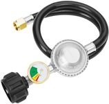 CALPOSE 2 Feet Propane Hose with Regulator & Gauge, Universal Gas Grill Regulator for Blackstone 28''/36'' Griddle, Weber Grill, Propane fire Pit and More, 3/8" Female Flare for Most LP Gas Grills