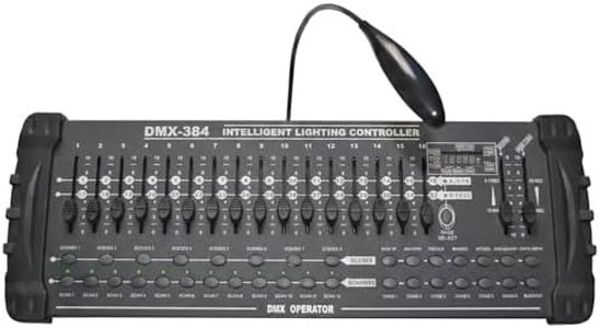 XNK DMX384 Controller, 384 Channels Professional Lighting Operator for DJ Stage Lights, 30 Banks 240 Scenes, 16 Sliders, MIDI & Sound Activated Party Lights Indoor Control