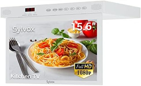 SYLVOX 15.6" Kitchen Smart TV Flap Down Screen TV Google TV Supports LED Clock Alarm Clock WiFi & Wireless Connection, Storage Design, can be Installed in The Bottom of The Cabinet (KT16A0KGGA)