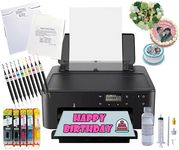 Newest Topper Cake Image Printer Set- Ink Cartridge & 25 Sugar Frosting Sheets, 10 Food Coloring Pens + Edible Cleaning Kit with Tools